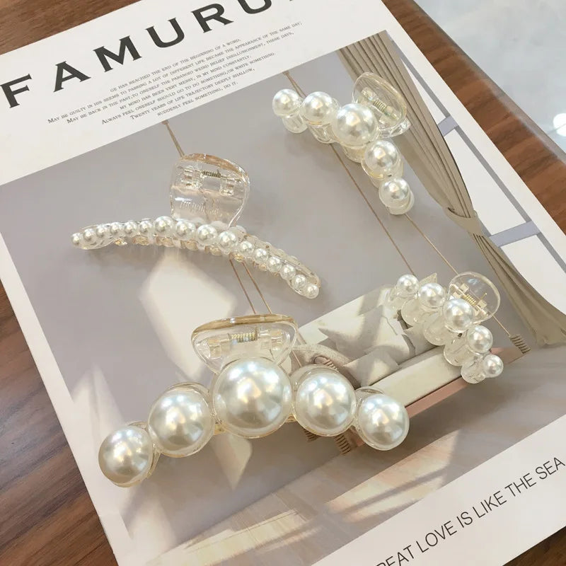 Luxury Pearl Hair Claw Clips.