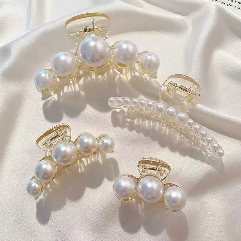 Luxury Pearl Hair Claw Clips.