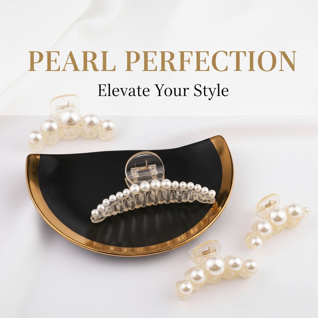 Luxury Pearl Hair Claw Clips.